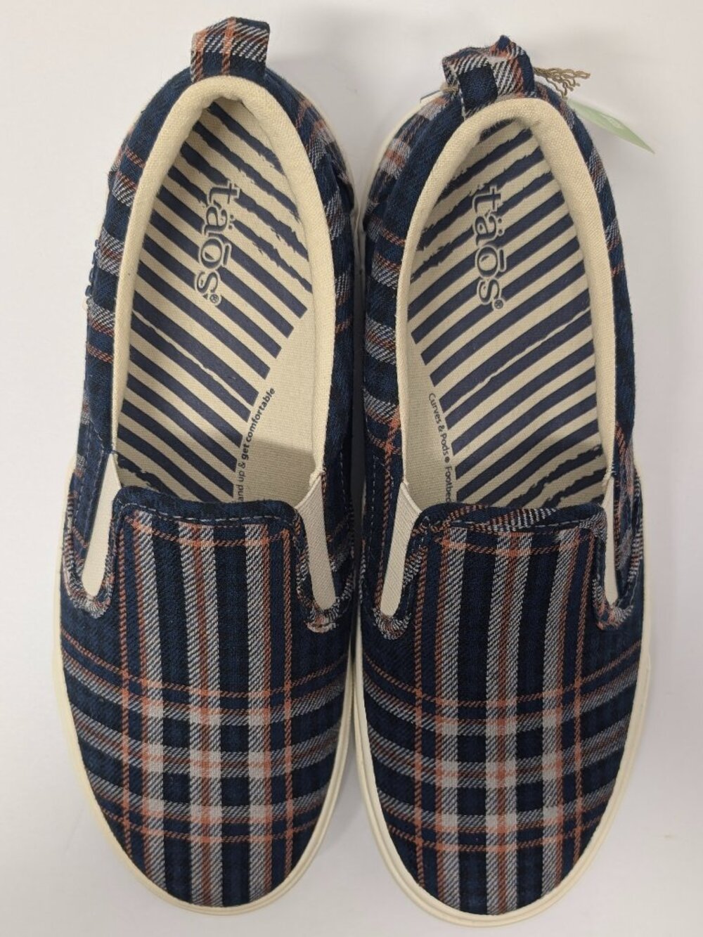 Taos Footwear Rubber Soul Slip-On Sneakers in Blue Plaid - NWT
